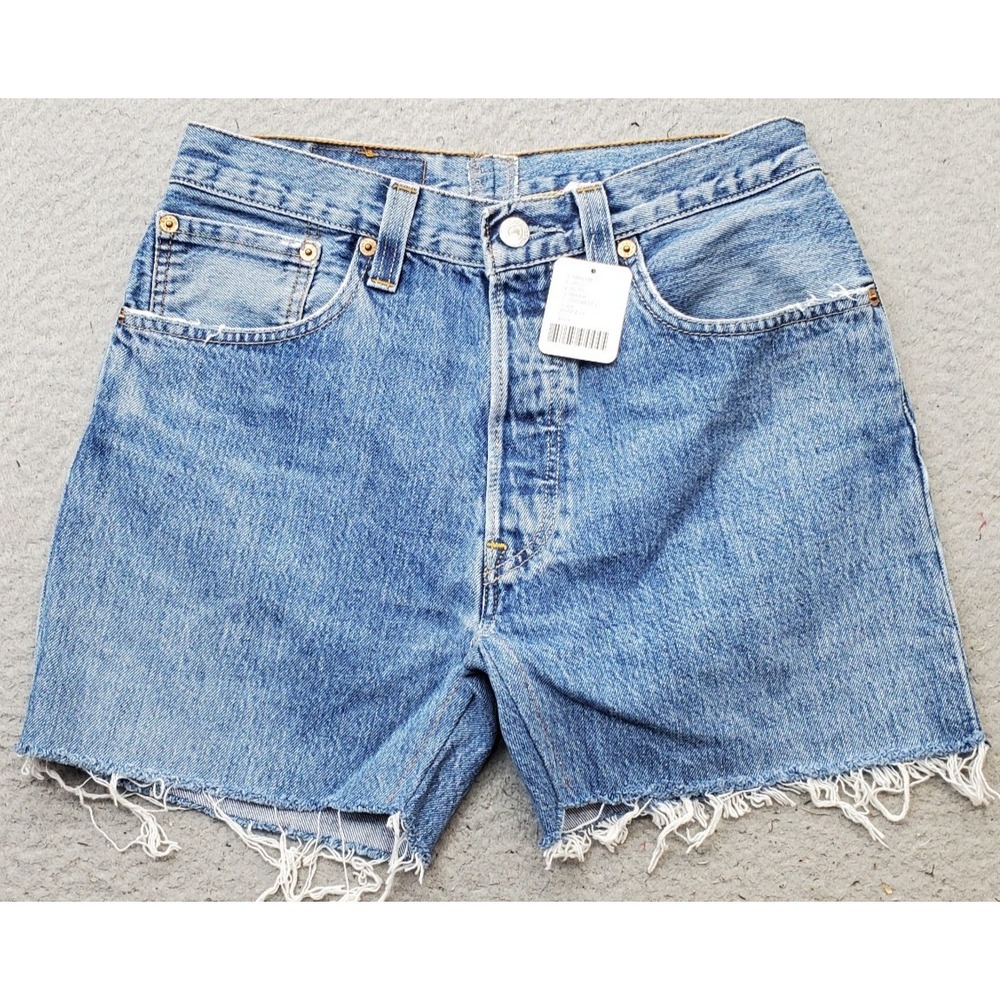 Levi's Light Blue Denim Jean Shorts with Frayed Hem